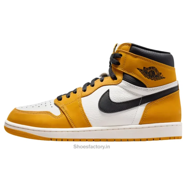 Nike Air Jordan 1 High Yellow Ocher Black And White - Nike First Copy Shoes