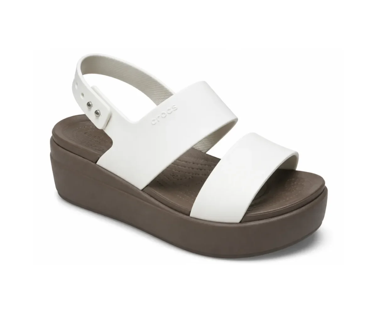 Crocs Sandals Heels White & Brown - First Copy Crocs For Women