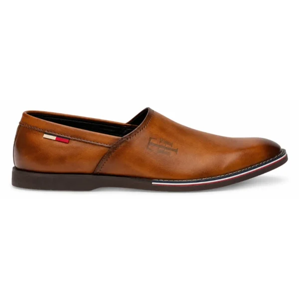 Tommy Hilfiger Tan Camel Brown Moccasins - First Copy Formal Shoes For Men