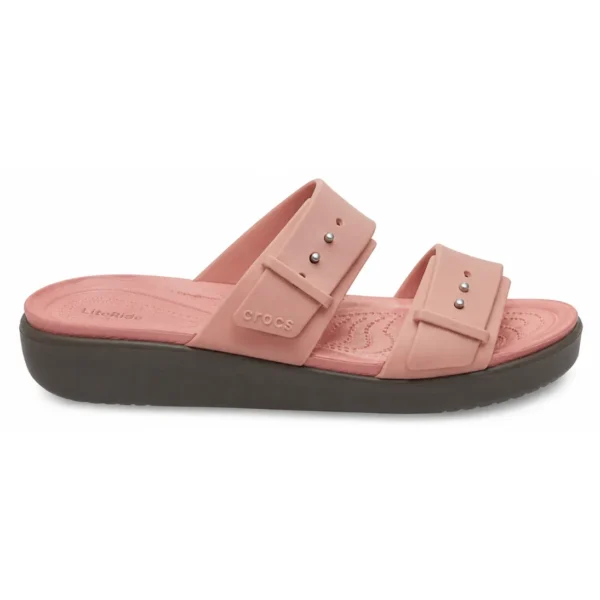 Crocs Sandals Flat Pink & Taupe Crocs - First Copy Crocs For Women