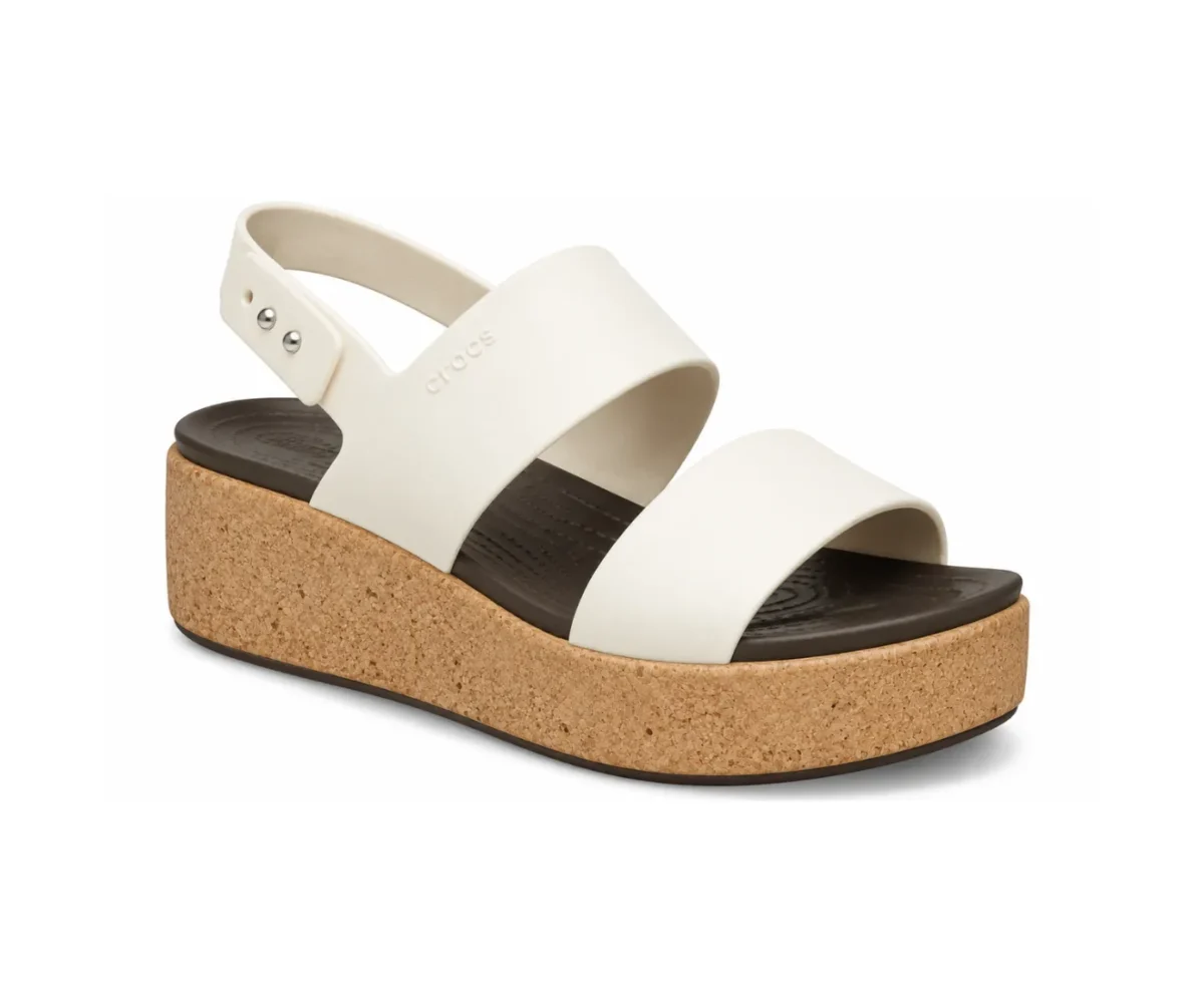 Crocs Sandals Heel White Cream & Cork - First Copy Crocs For Women