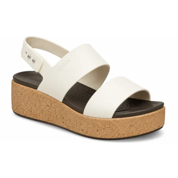 Crocs Sandals Heel White Cream & Cork - First Copy Crocs For Women