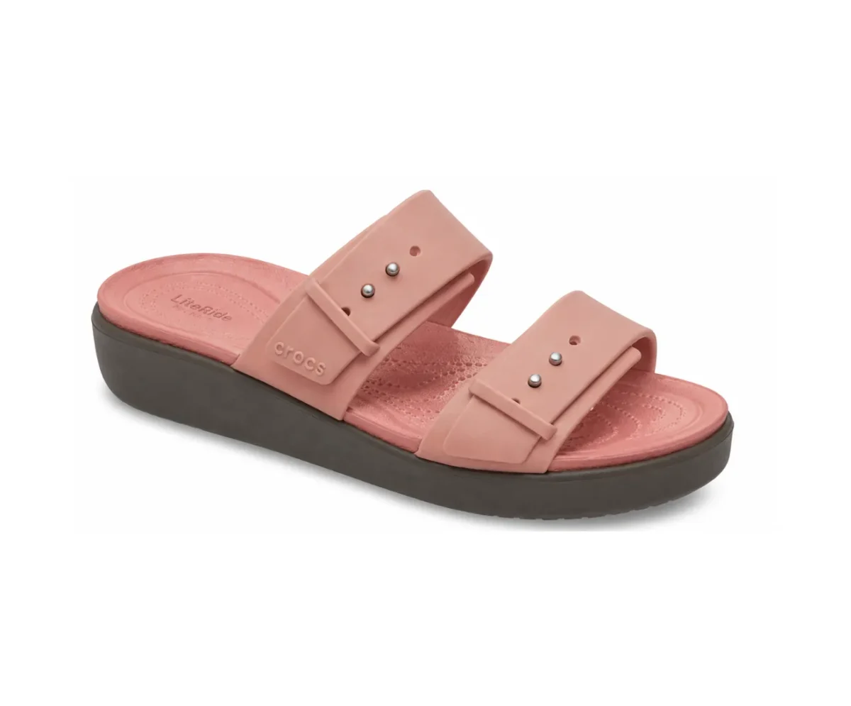 Crocs Sandals Flat Pink & Taupe Crocs - First Copy Crocs For Women