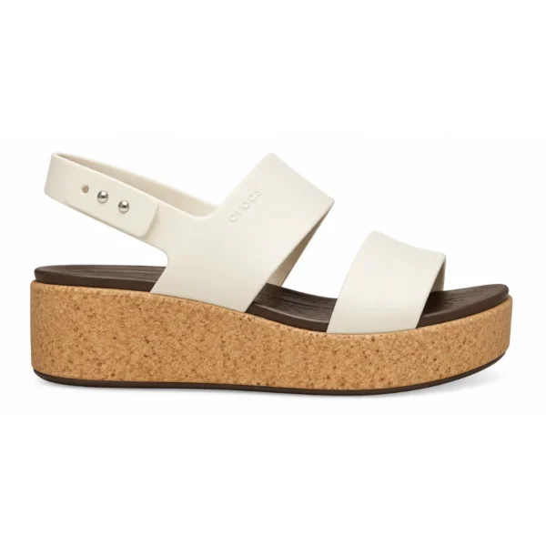 Crocs Sandals Heel White Cream & Cork - First Copy Crocs For Women
