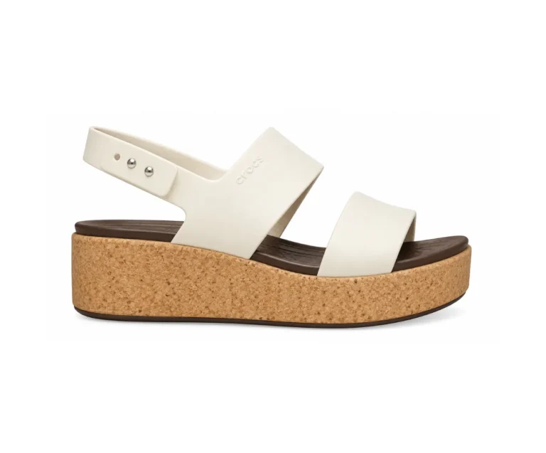 Crocs Sandals Heel White Cream & Cork - First Copy Crocs For Women