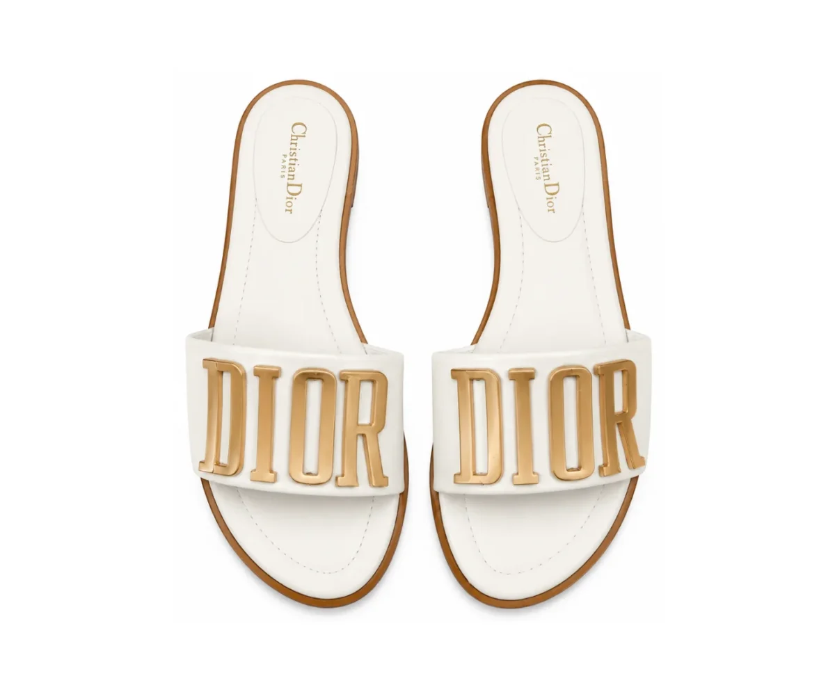 Christain Dior Flats White Golden