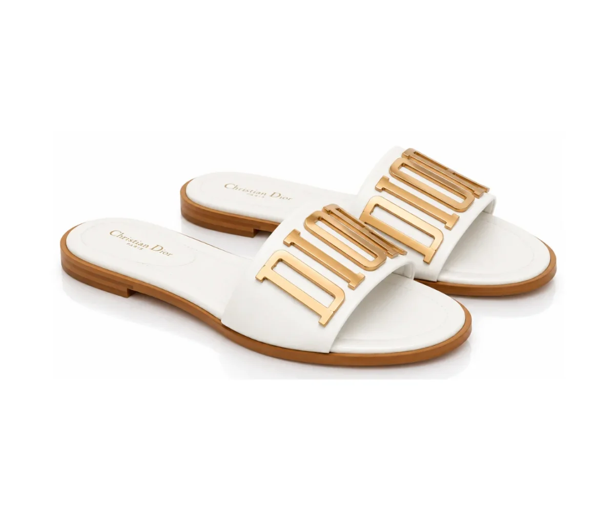 Christain Dior Flats White Golden