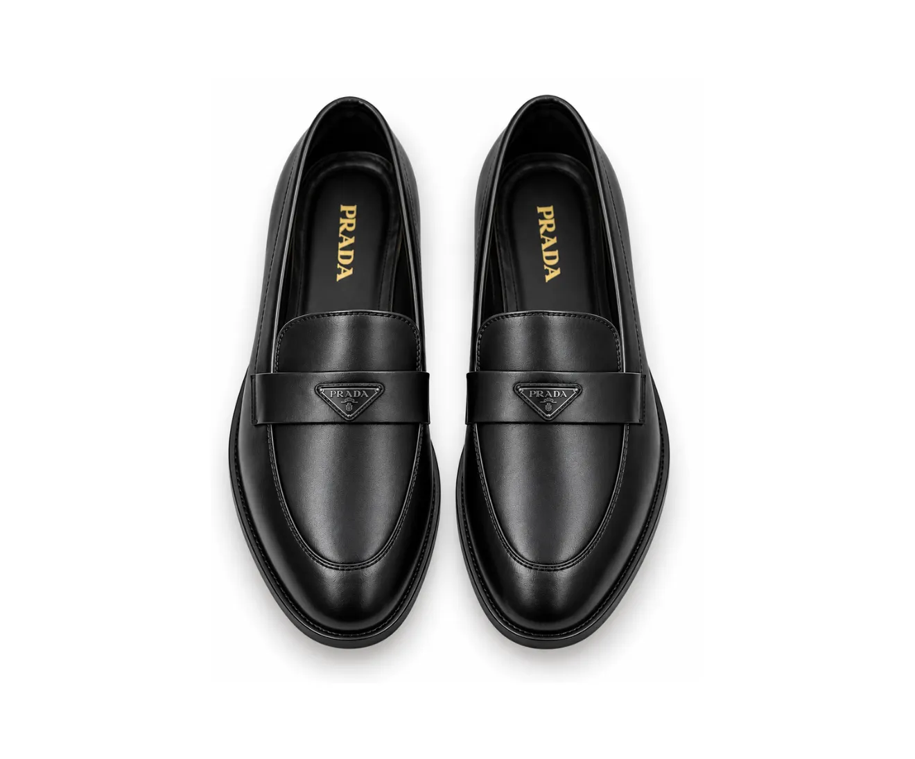 Prada Moccasins Leather Formals Black - First Copy Formal Shoes