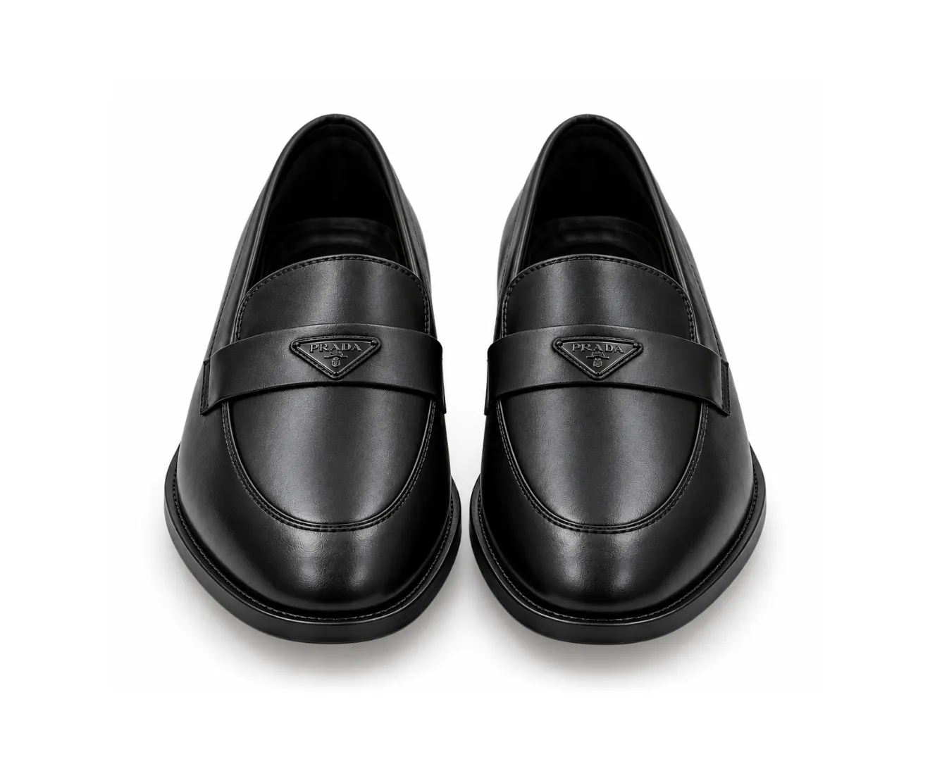 Prada Moccasins Leather Formals Black - First Copy Formal Shoes