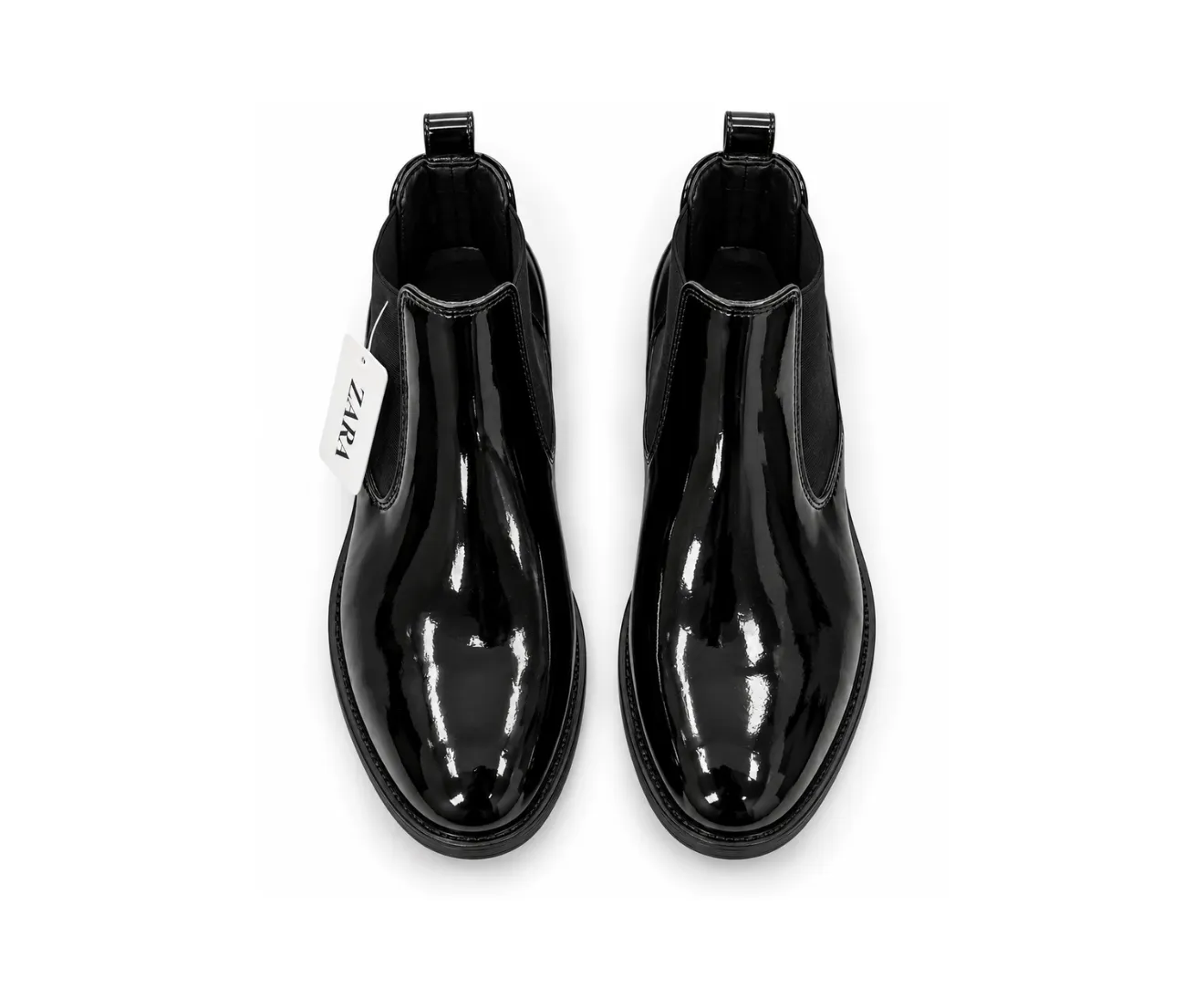 Zara Patent Chelsea Black - First Copy Formal Shoes