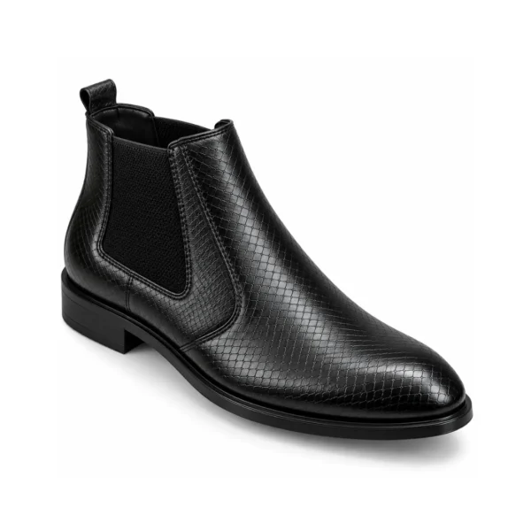 Grey Code Crocodile Chelsea Black Leather - First Copy Formal Shoes
