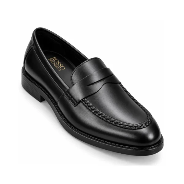 Rosso Brunello Leather Double Design Formals Black - First Copy Formal Shoes