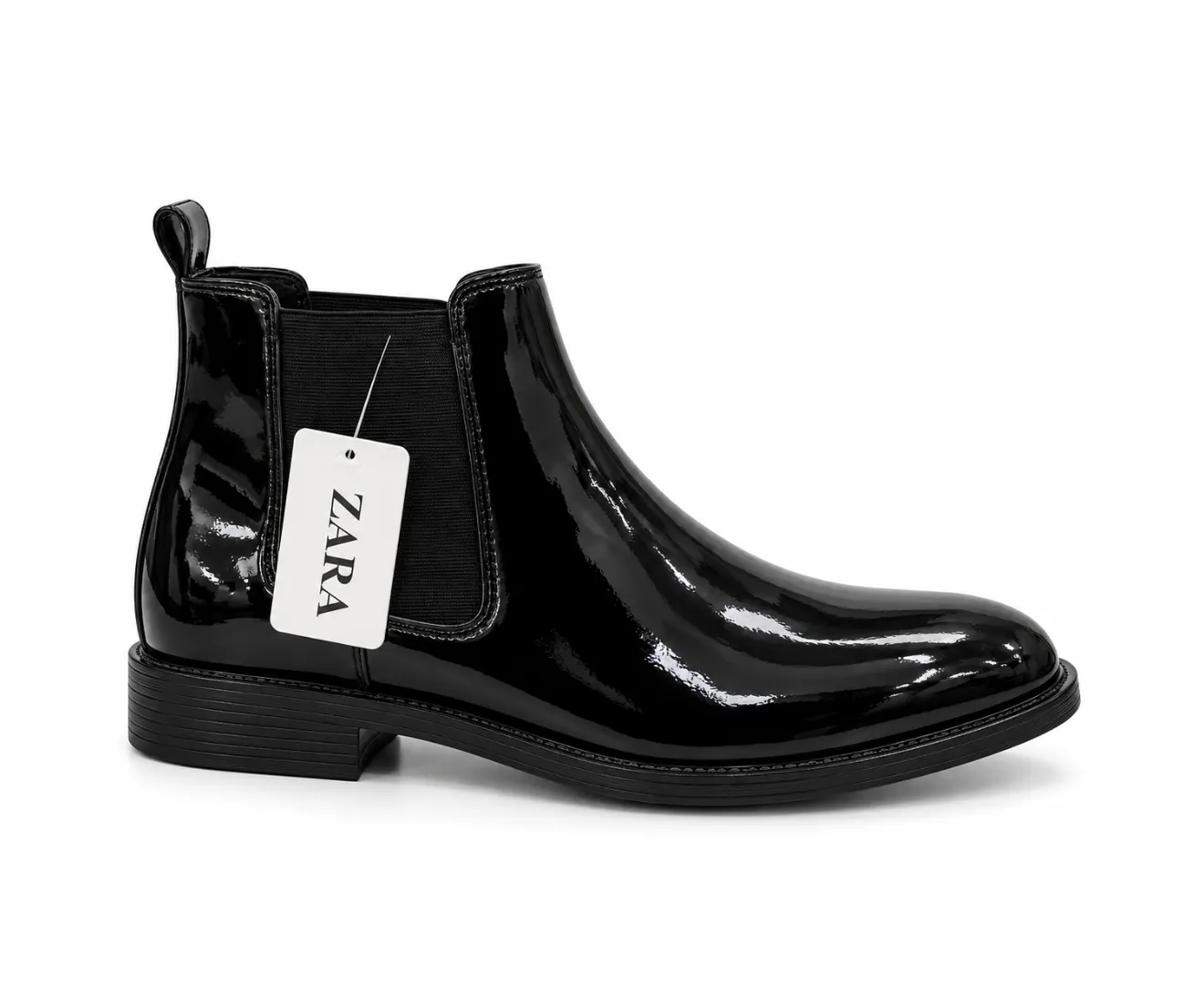 Zara Patent Chelsea Black - First Copy Formal Shoes