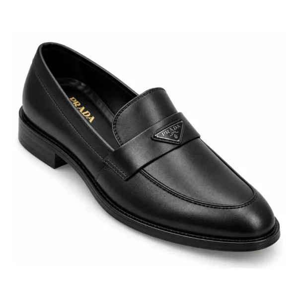 Prada Moccasins Leather Formals Black - First Copy Formal Shoes