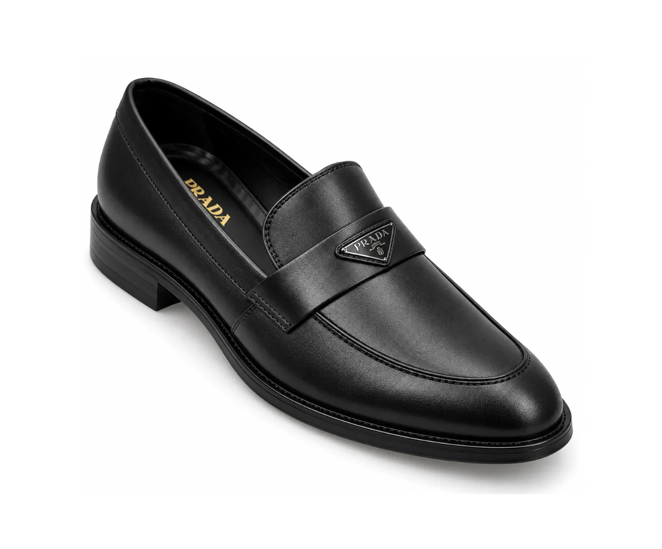 Prada Moccasins Leather Formals Black - First Copy Formal Shoes
