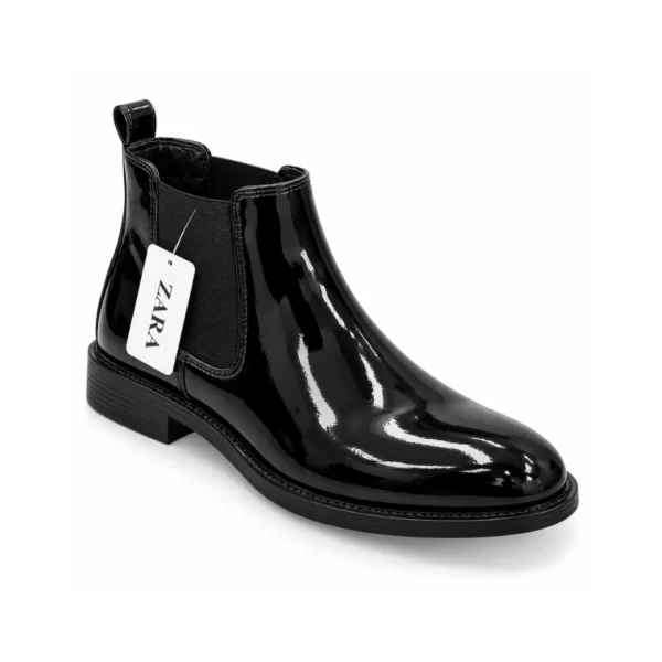 Zara Patent Chelsea Black - First Copy Formal Shoes