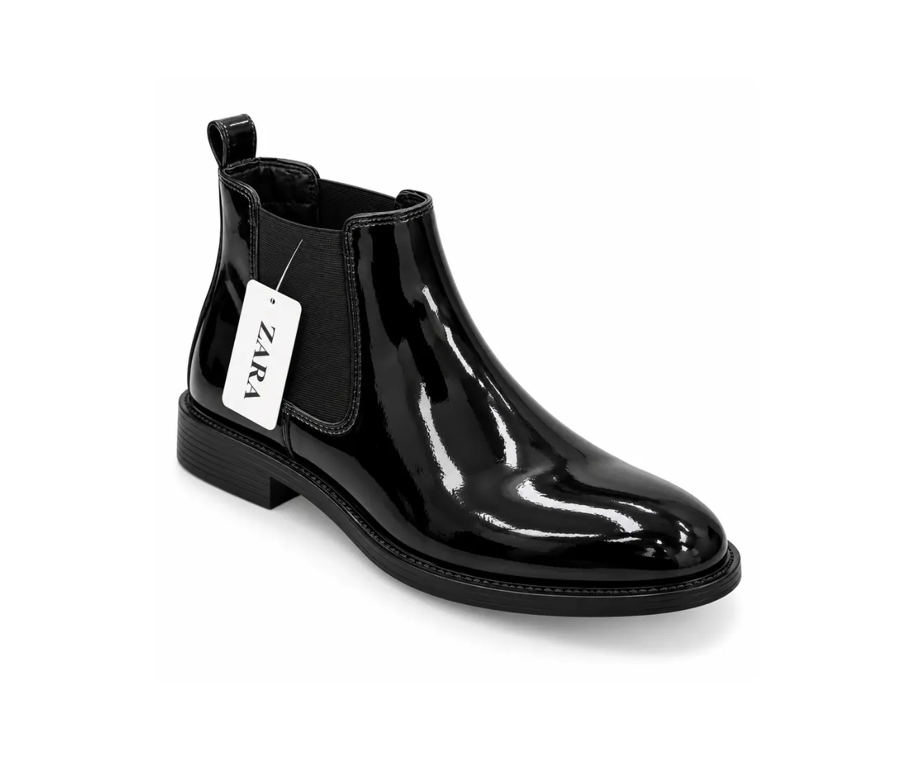 Zara Patent Chelsea Black - First Copy Formal Shoes
